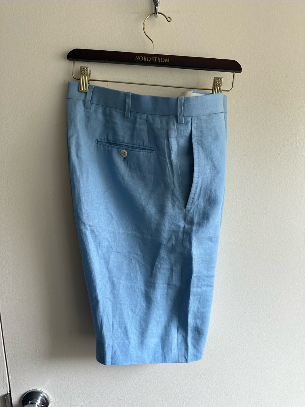 ISAIA Light Blue Linen Dress Pants BESPOKE